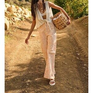 FREE PEOPLE Love So Right Cotton Wide Leg Pants - Color: Orange, Size 14  NWOT